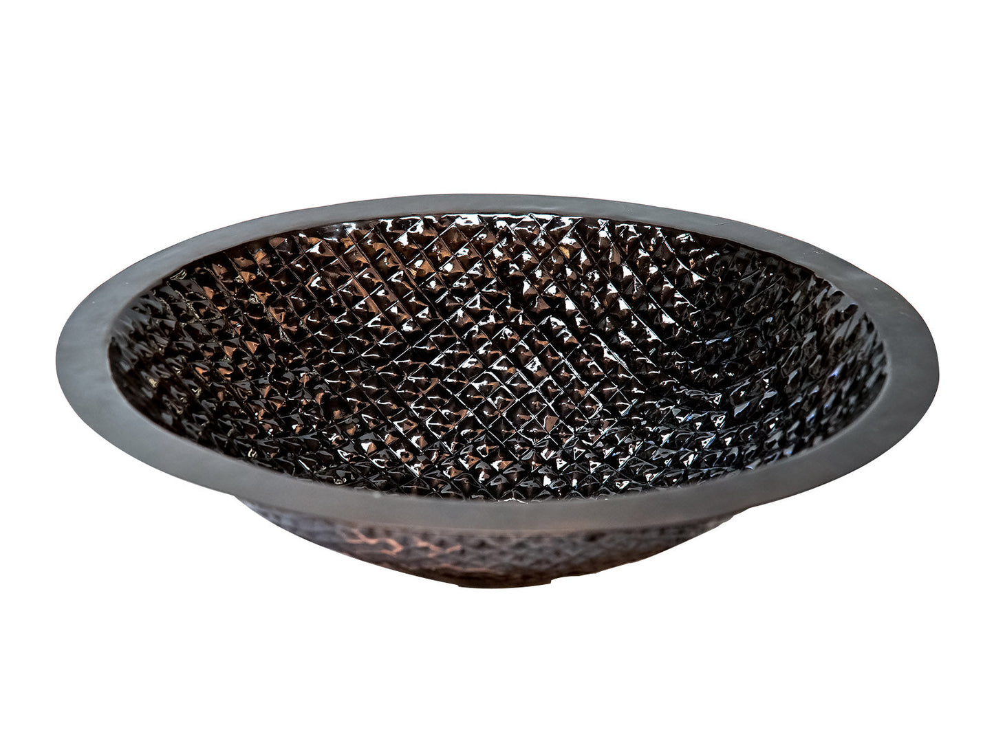 Premium Copper Oval Bath Sink Squares Design