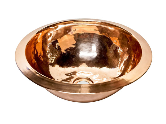 Premium Copper Smooth Round Bath Sink High Bright