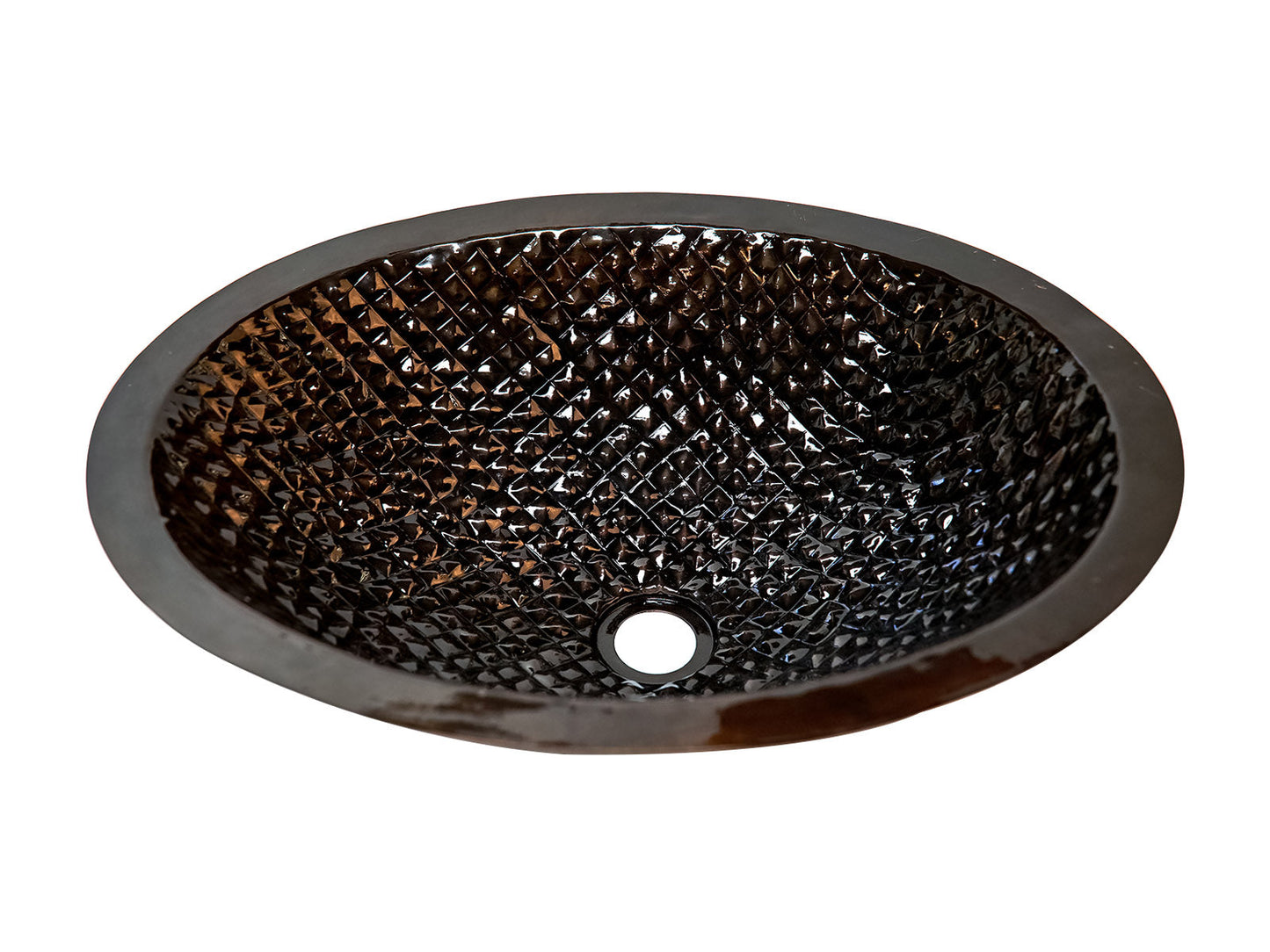 Premium Copper Oval Bath Sink Squares Design