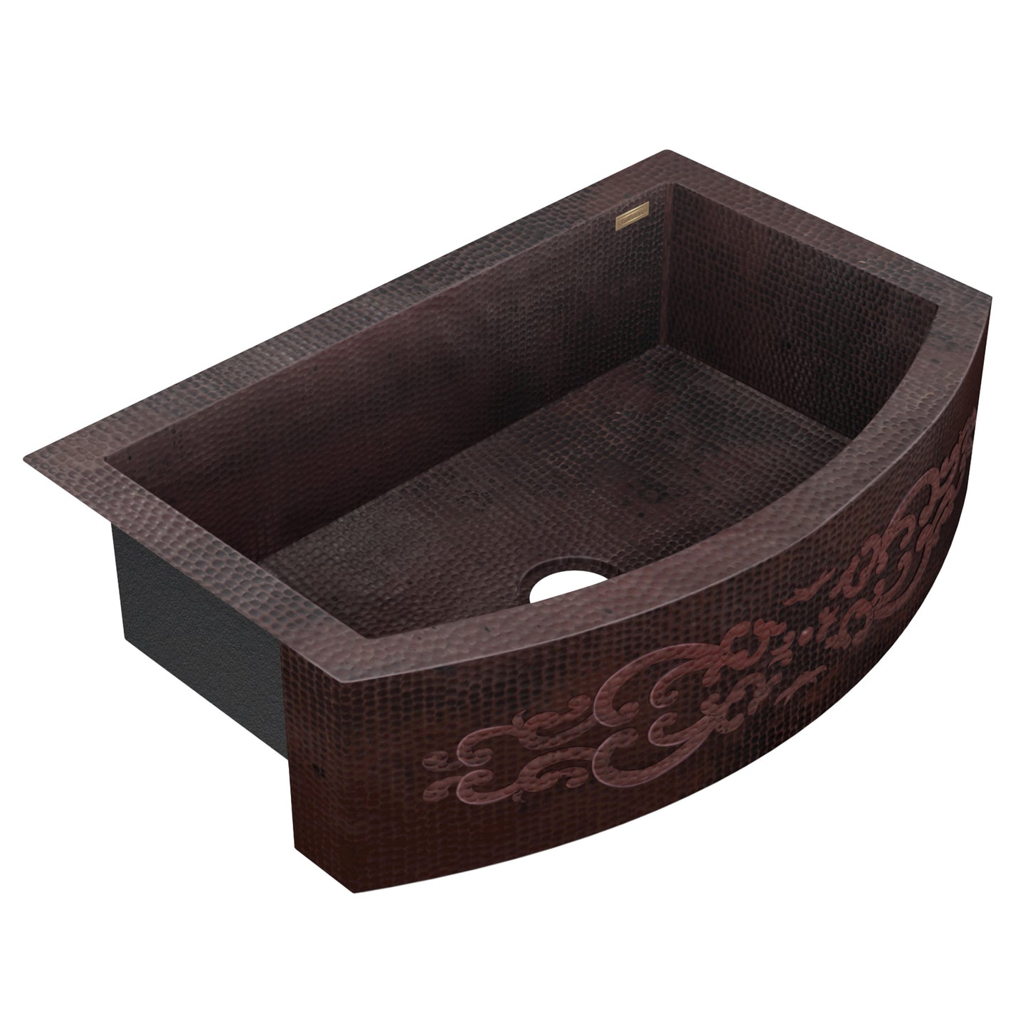 Premium Copper Farmhouse Round Apron Kitchen Sink With Design