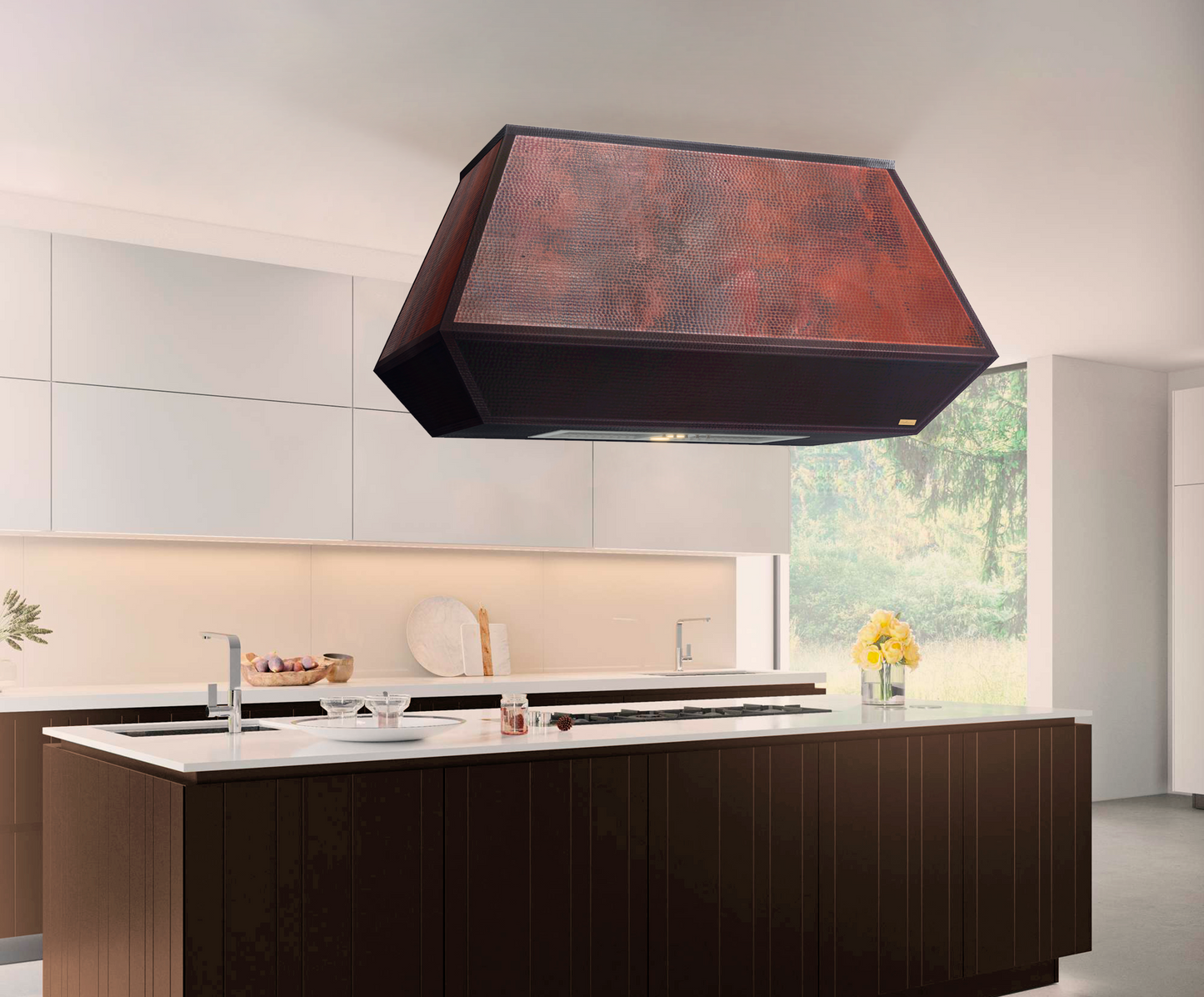 Premium Copper Range Hood Island Mount Altiplano