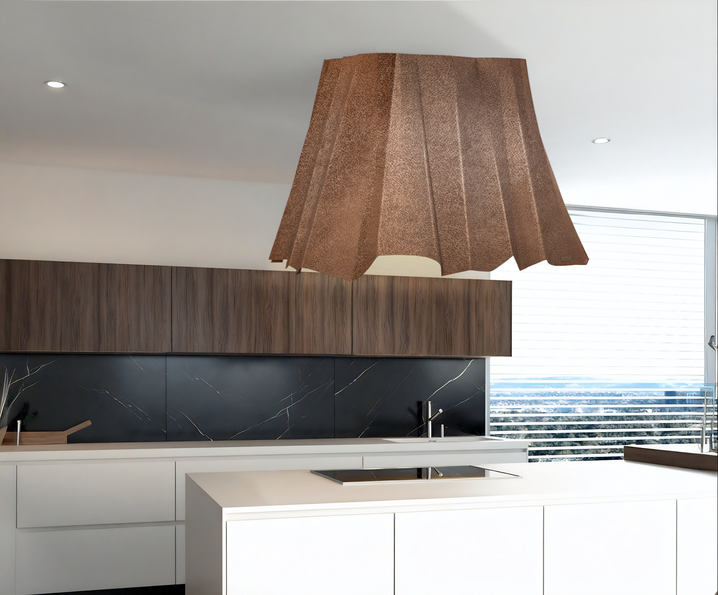 Premium Copper Volcano Range Hood Island Mount Sierra