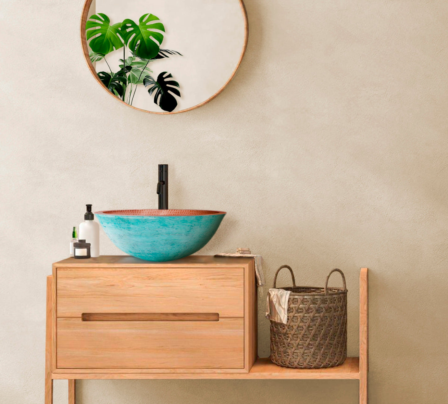 Premium Copper Round Vessel Sink Dinasty Design