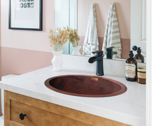 Premium Copper Oval Bath Sink Flat Lip