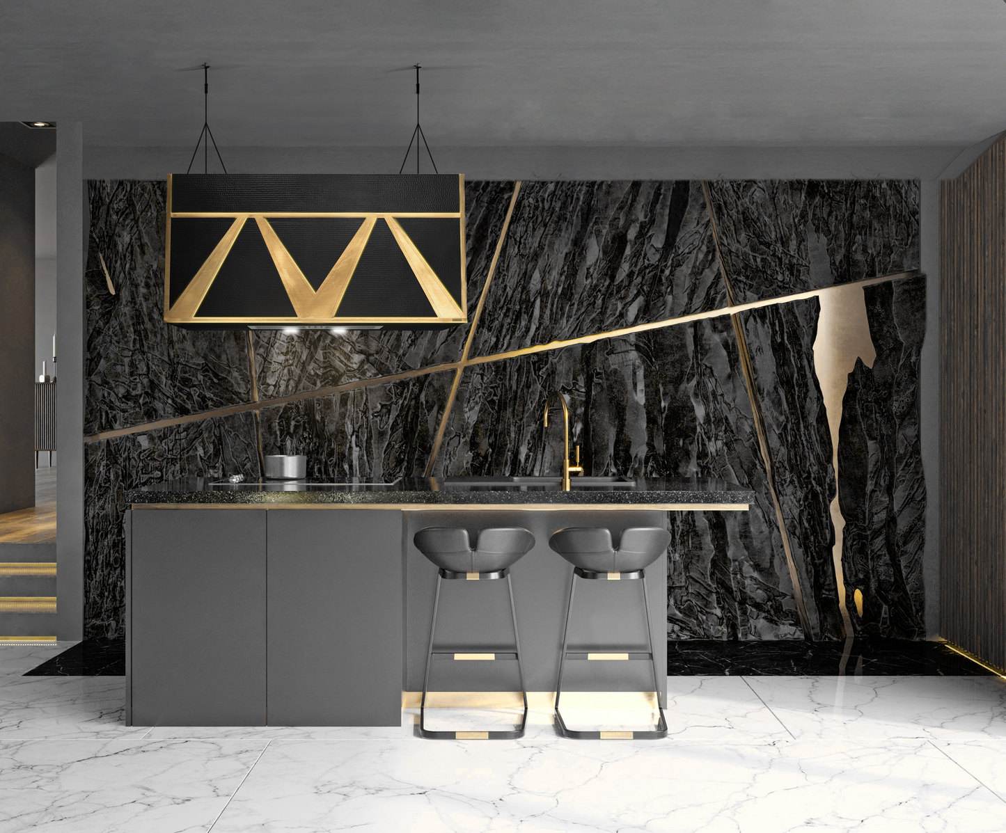 Premium Copper-Brass Range Hood Island Mount Mexiq
