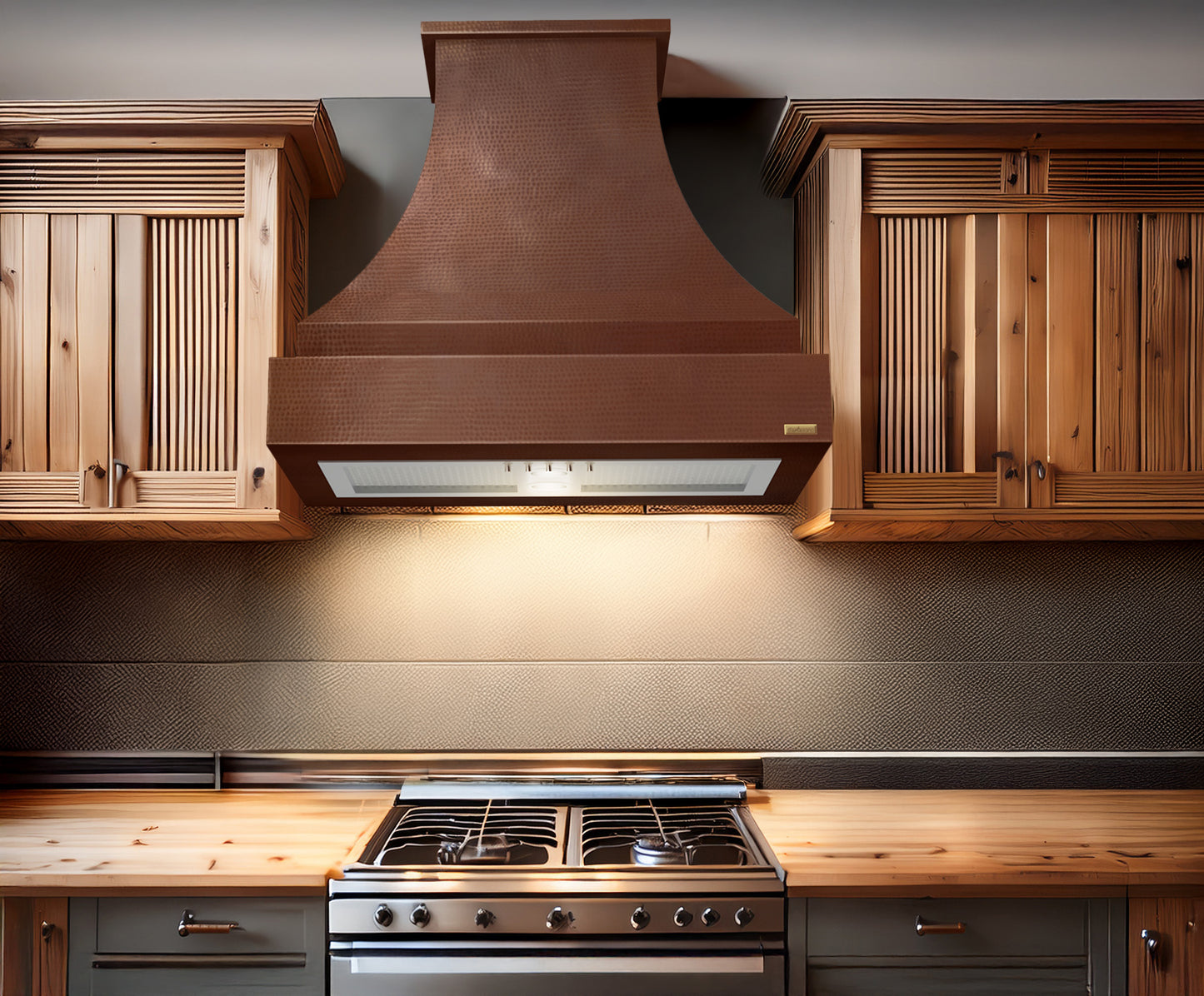 Premium Copper Range Hood Wall Mount Pyramid