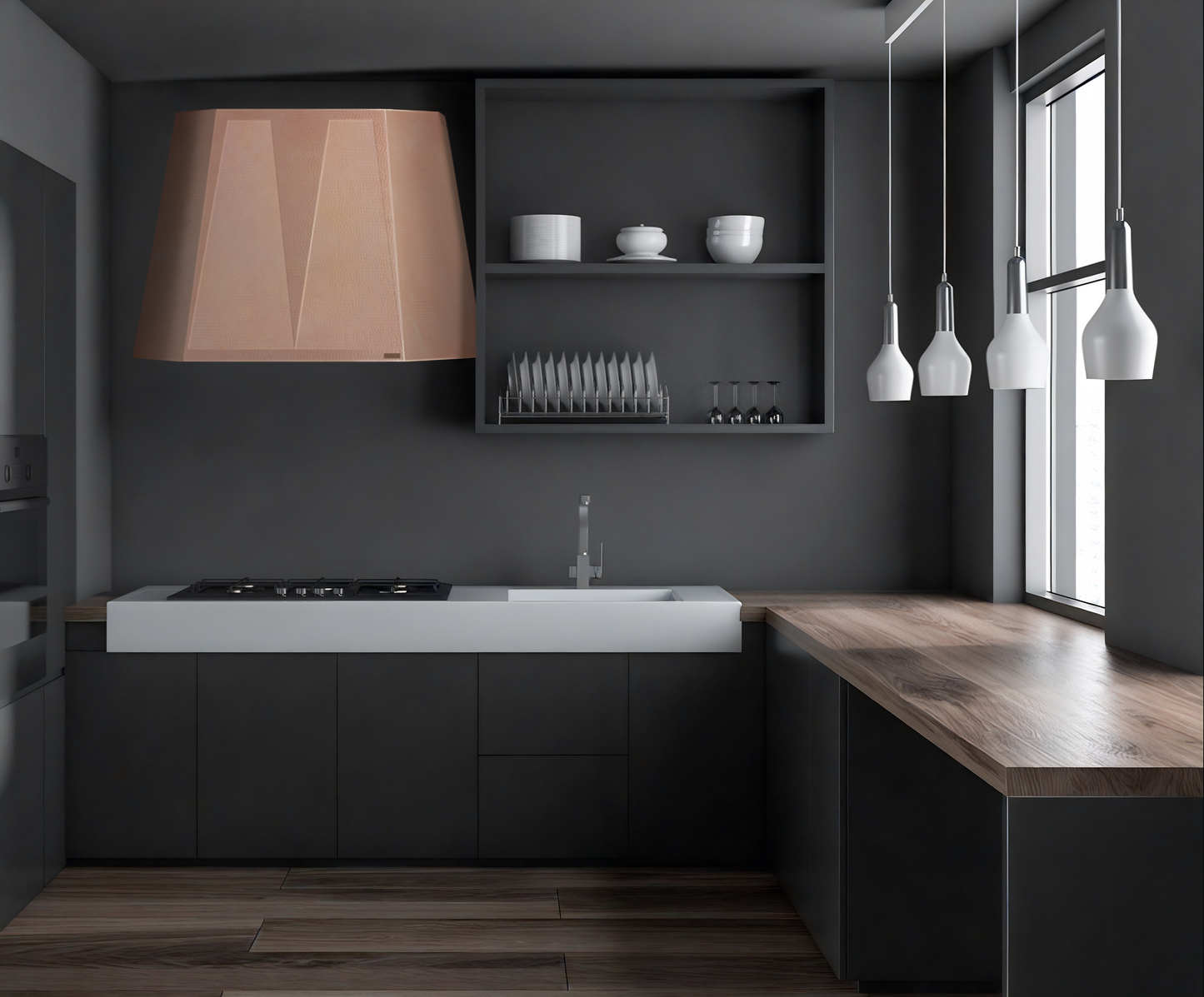 Premium Copper Range Hood Wall Mount Aztek