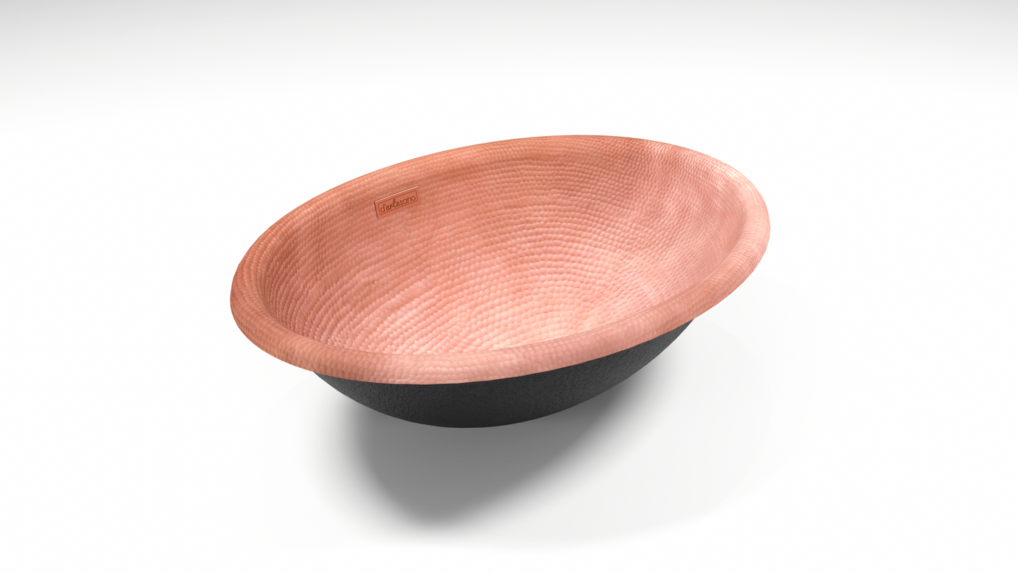 Premium Copper Oval Bath Sink Round Lip