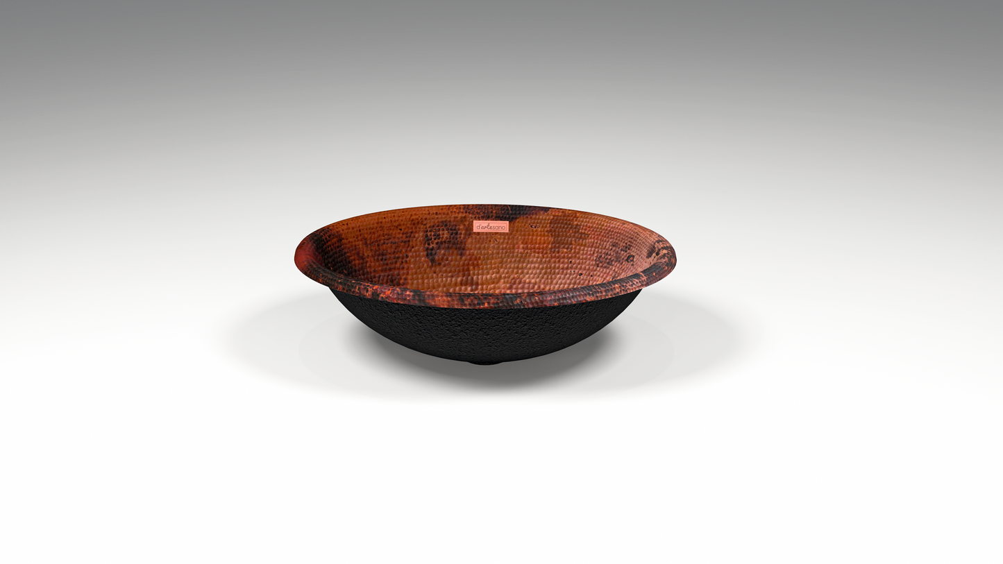Premium Copper Oval Bath Sink Round Lip