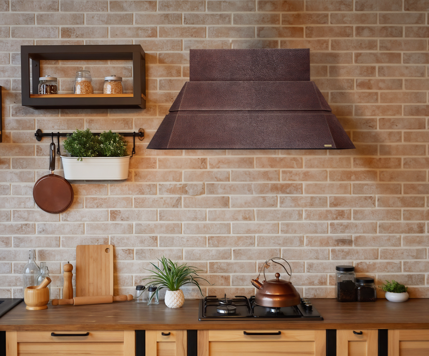 Premium Copper Volcano Range Hood Wall Mount Teotihuacan