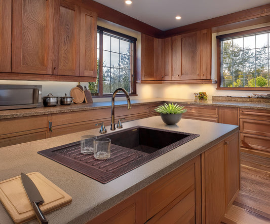 Premium Copper Kitchen Sink with Drainer