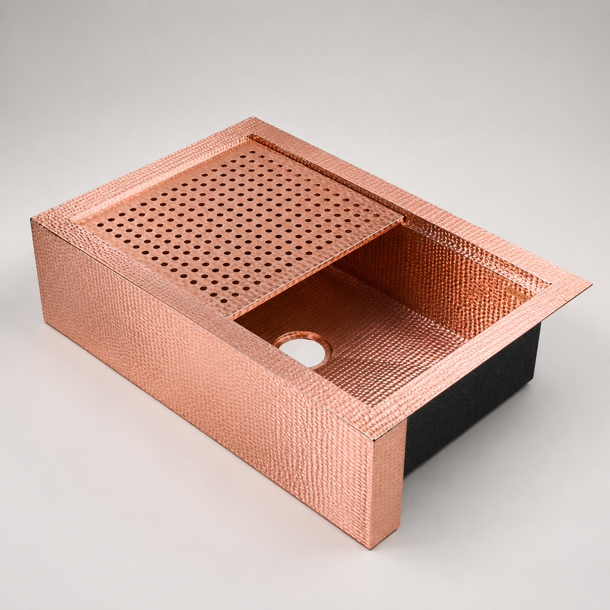 Premium Copper Farmhouse Kitchen Sink Griding Design