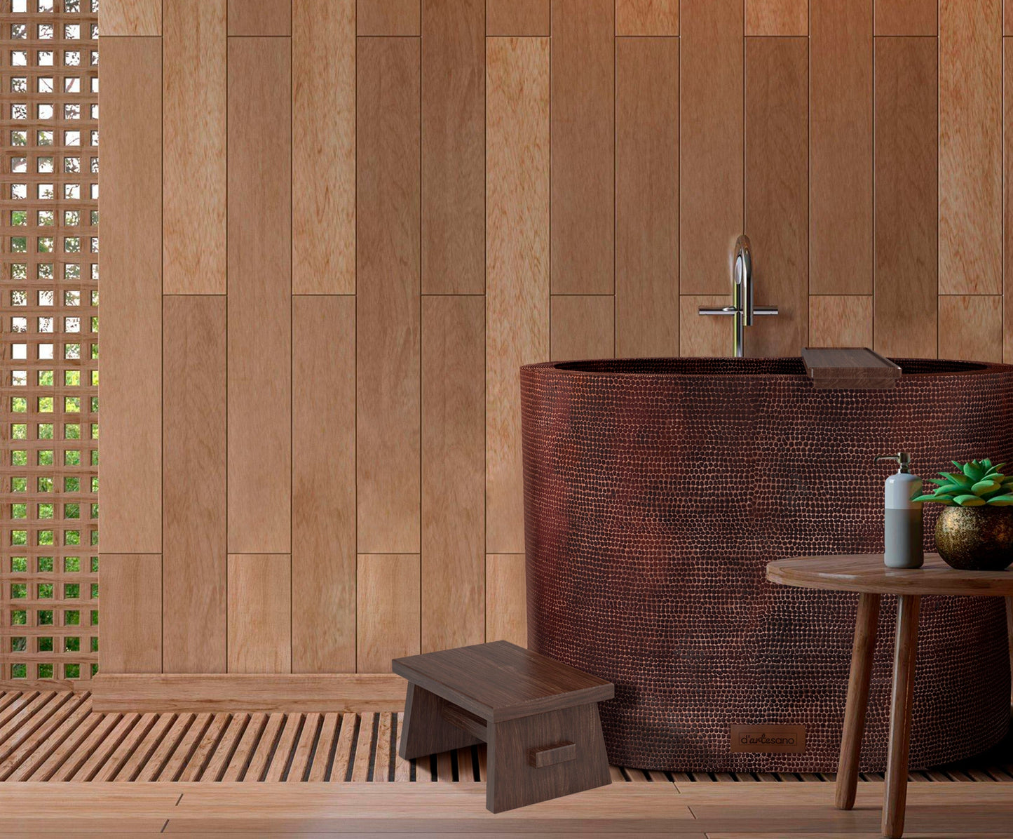 Premium Copper Oval Bathtub Japanese