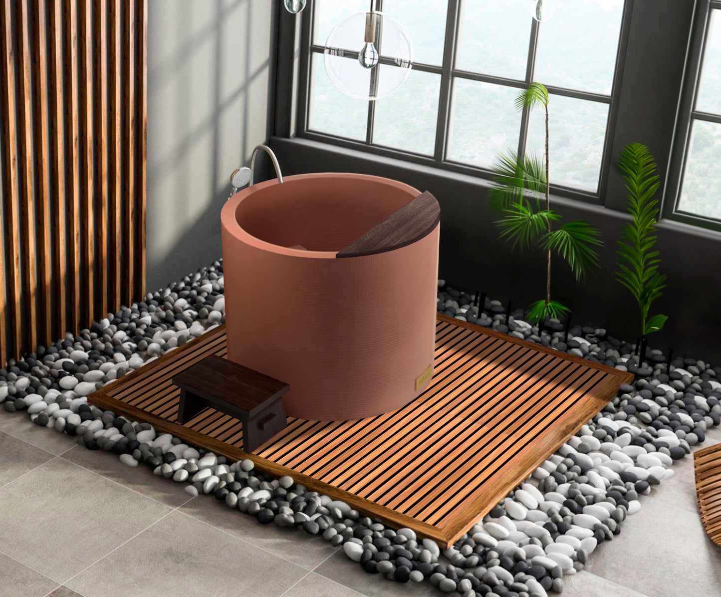 Premium Copper Round Bathtub Japanese