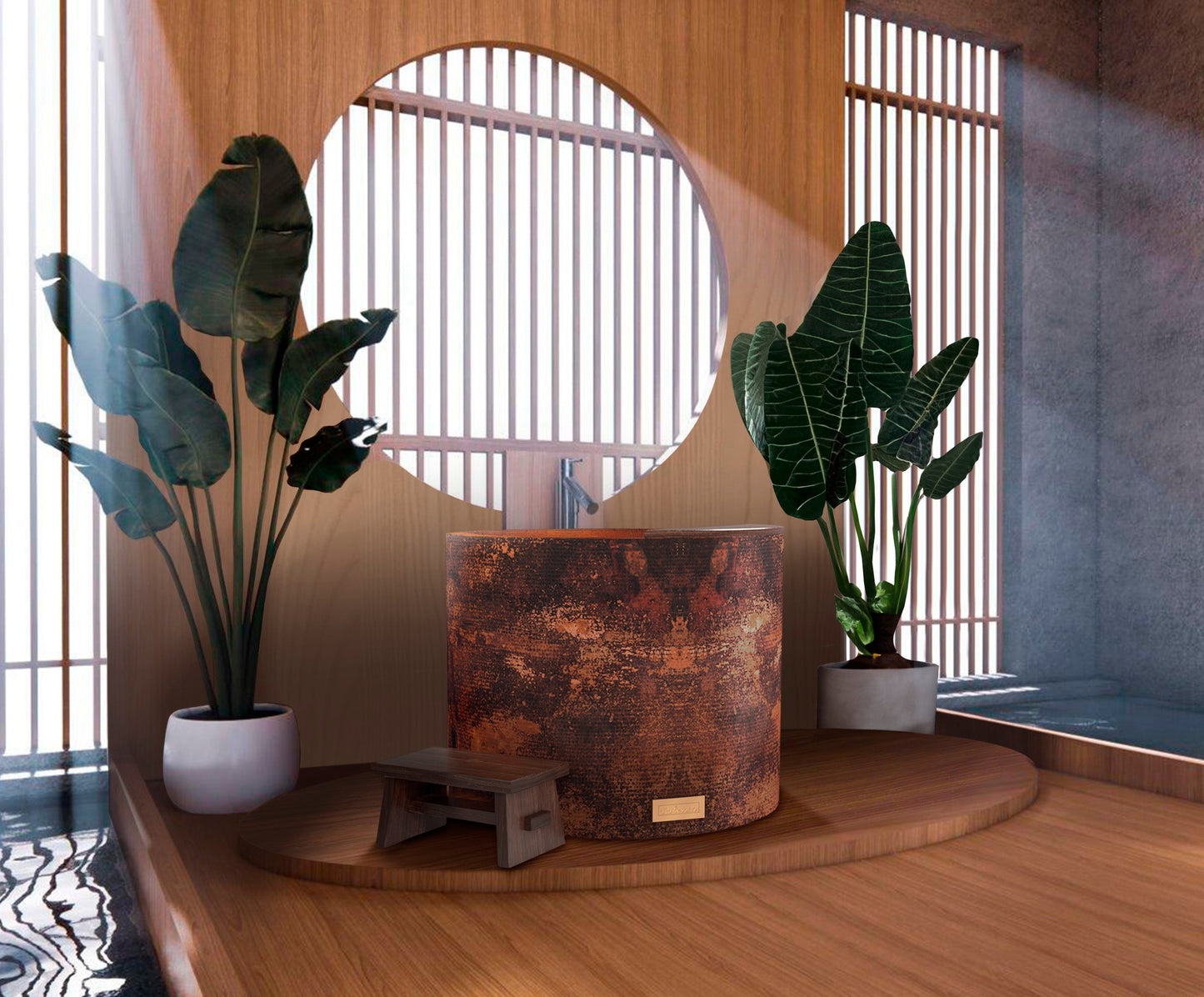 Premium Copper Round Bathtub Japanese