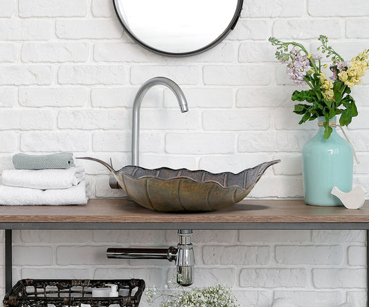 Premium Copper Vessel Sink Oak Leaf Design
