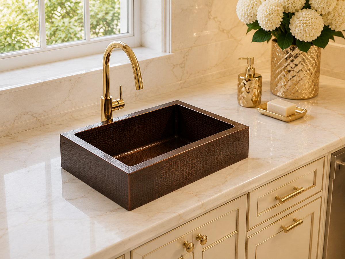 Premium Copper Rectangular Vessel Sink Tatra Design