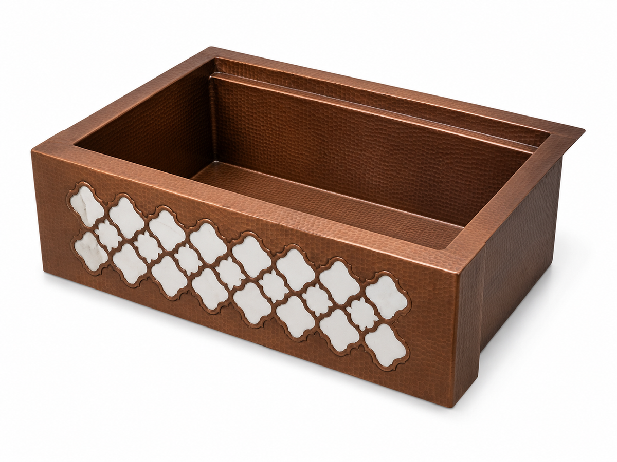 Premium Copper Farmhouse Kitchen Sink Moroccan Design