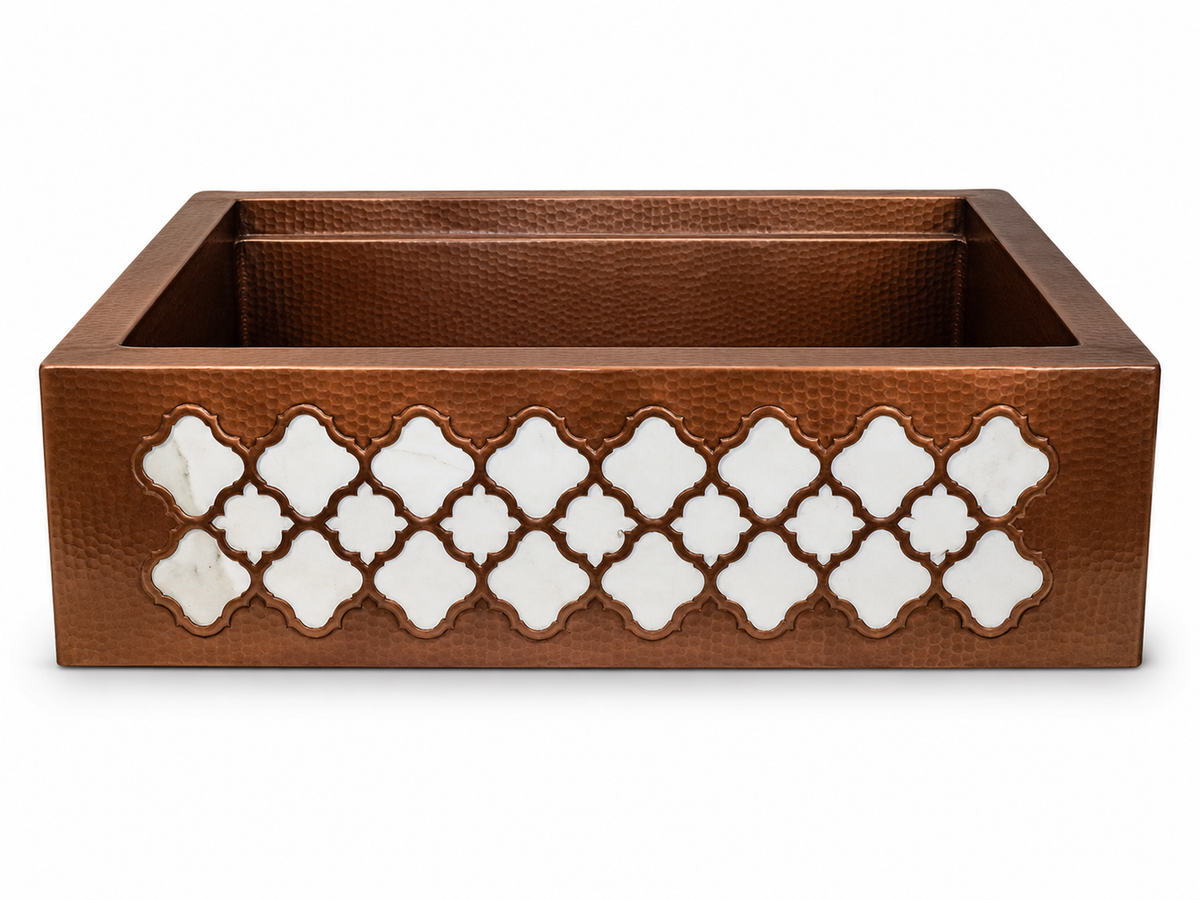 Premium Copper Farmhouse Kitchen Sink Moroccan Design