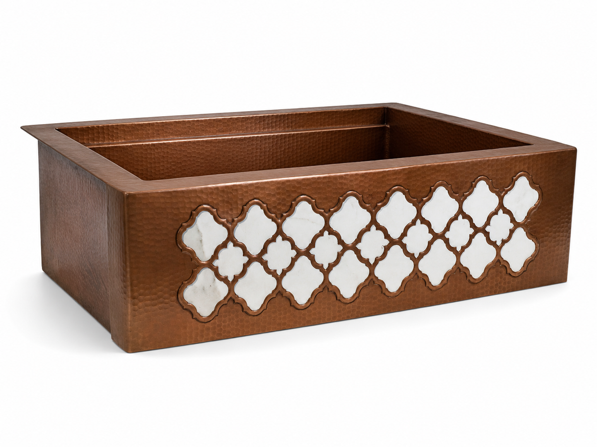 Premium Copper Farmhouse Kitchen Sink Moroccan Design