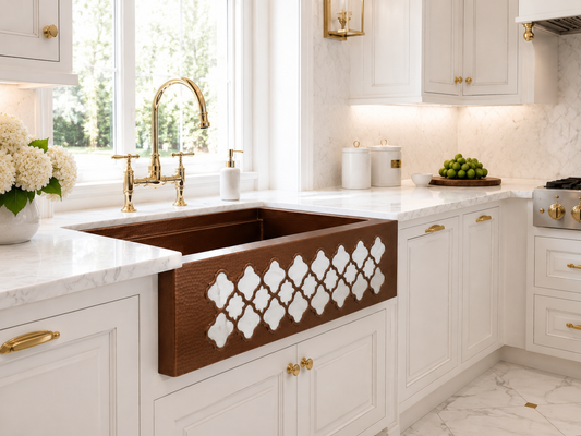 Premium Copper Farmhouse Kitchen Sink Moroccan Design