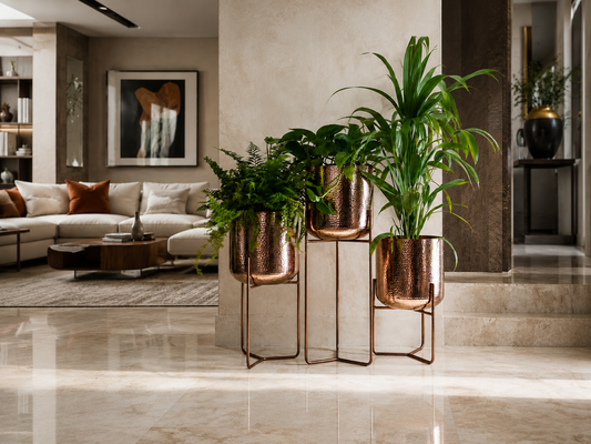 Premium Copper Mid Century Planter Stand