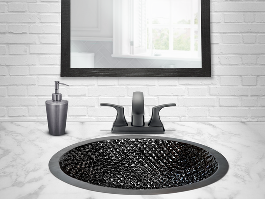 Premium Copper Oval Bath Sink Squares Design